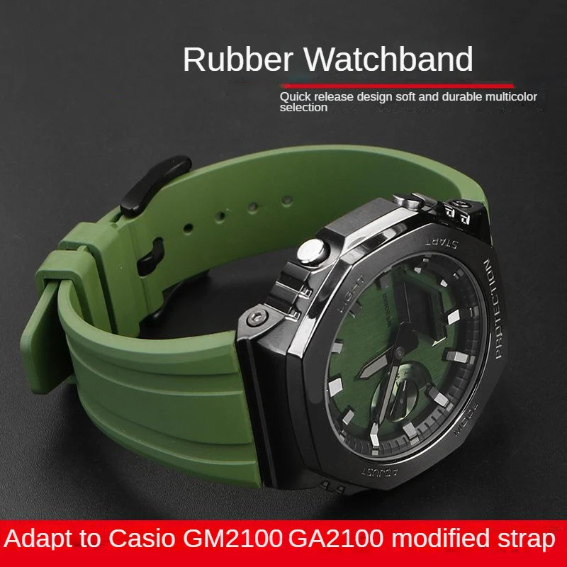 Rubber Watch Strap for Casio G-SHOCK Watch GM-2100 GA-2100 GA-2110 GM-5600 Quick Relase Watchband GA2100 Sport Silicone Bracelet