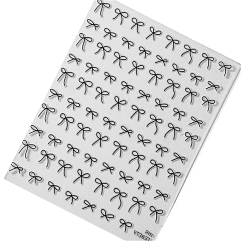 

Red Self Adhesive Bowknot Line Stickers for DIY Manicure 5D Black White Mini Bow Tie Rhinestone Nail Art Decorations