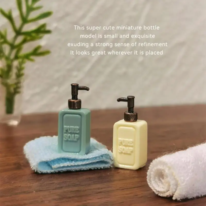4Pcs Dollhouse Bathroom Accessories Mini Split Bottle Pretend Play Furniture Toy Miniature Soap Dispenser Model Doll House Decor