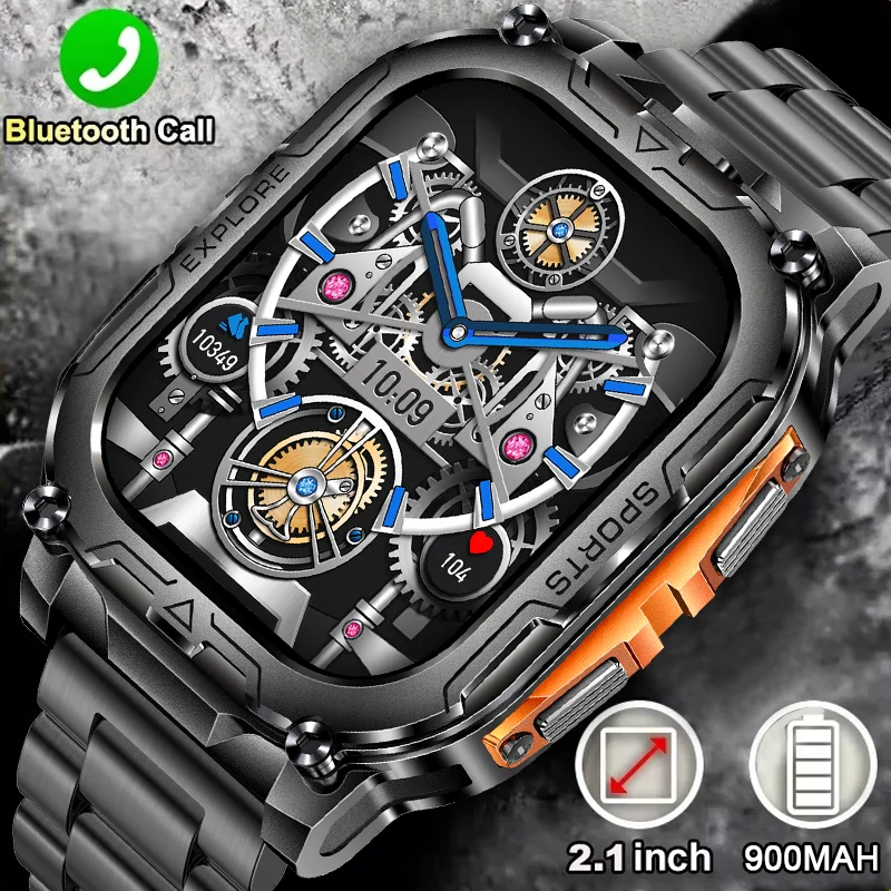 Novo relógio inteligente militar bulit-in bússola altímetro 3atm ip69k à prova dip69 água amoled bluetooth chamada 2.01 "relógio inteligente para android ios