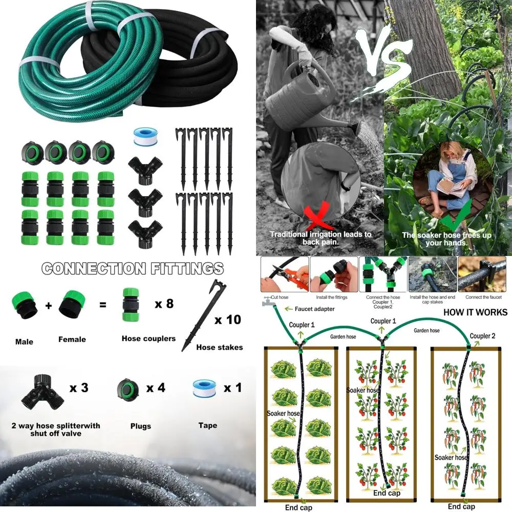 

Flexible 75-Foot Soaker Hose System with 50-Foot Garden Hose for Efficient Irrigation and Water Conservation