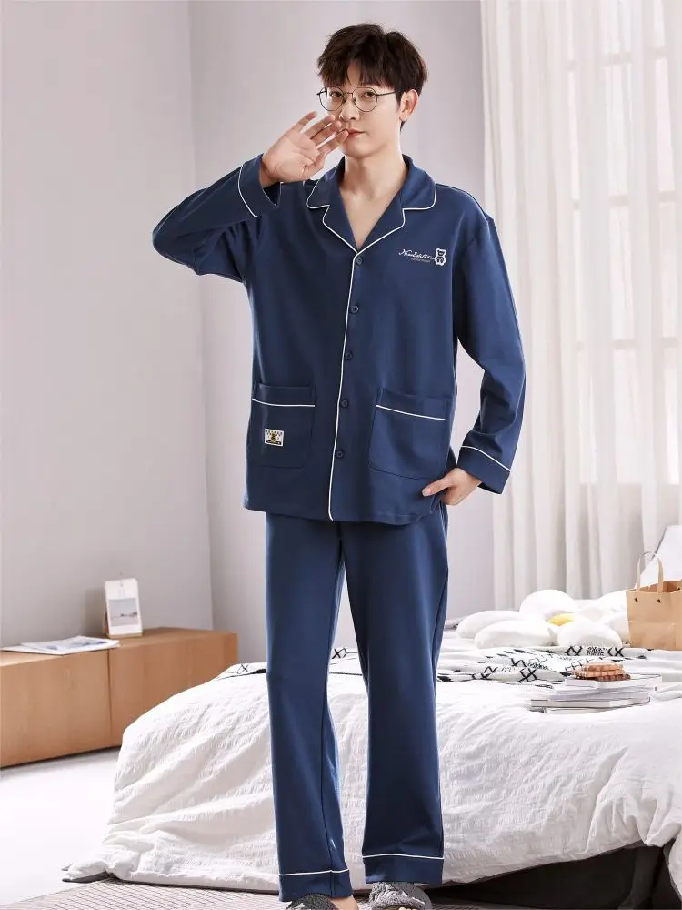 Couple Pajama Sets Sleepwear Cotton Women's Silk Pajamas Men's Sleeping House Suit Men Night Wear Clothes for Sleep Korean