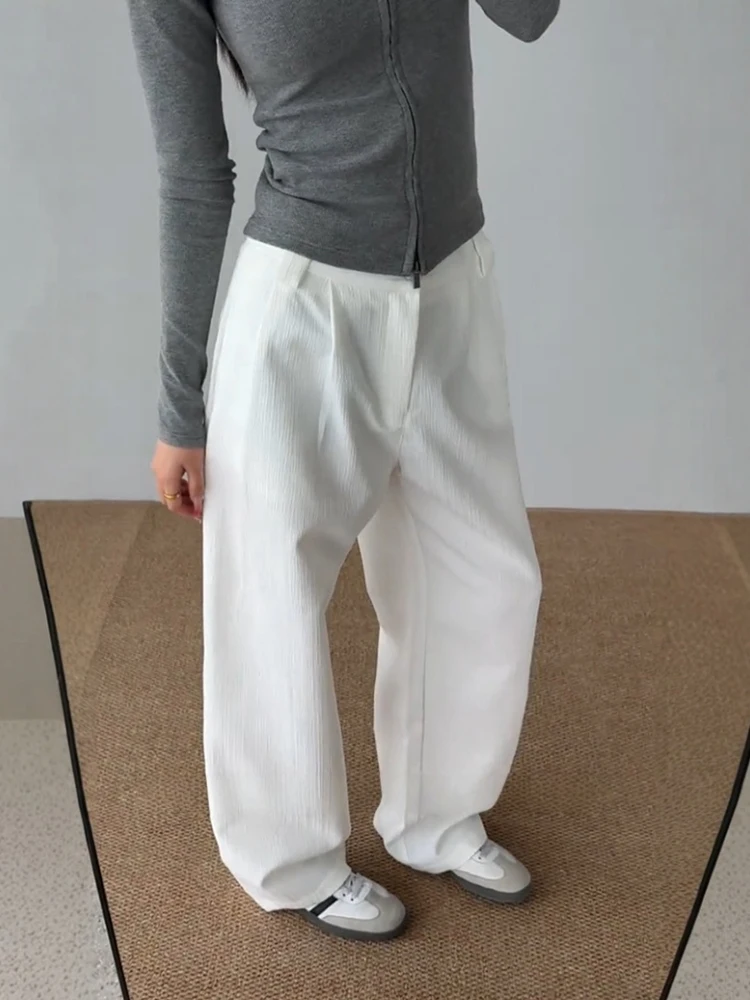 

Cleanfit текстурированные старые деньги Sle белые брюки West с ножом мужские и женские прямые драпированные брюки в полоску для похудения повседневные брюки