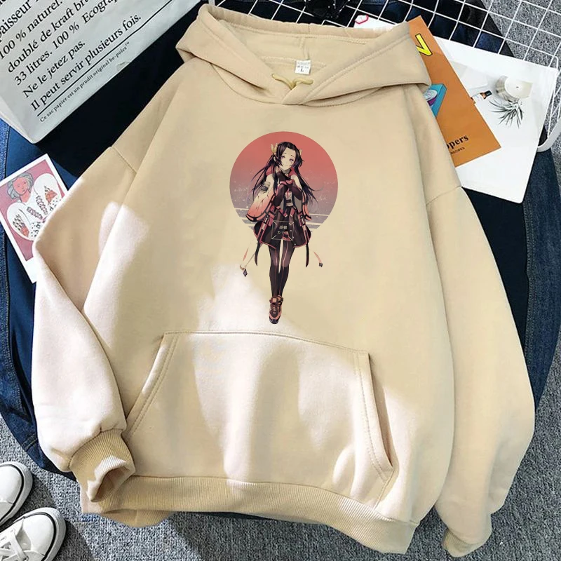 Frauen Japan Anime Sweatshirts Dämonen töter Kamado Nezuko Y2k Kawaii Hoodie Harajuku weibliche Streetwear Freizeit kleidung Tops warm