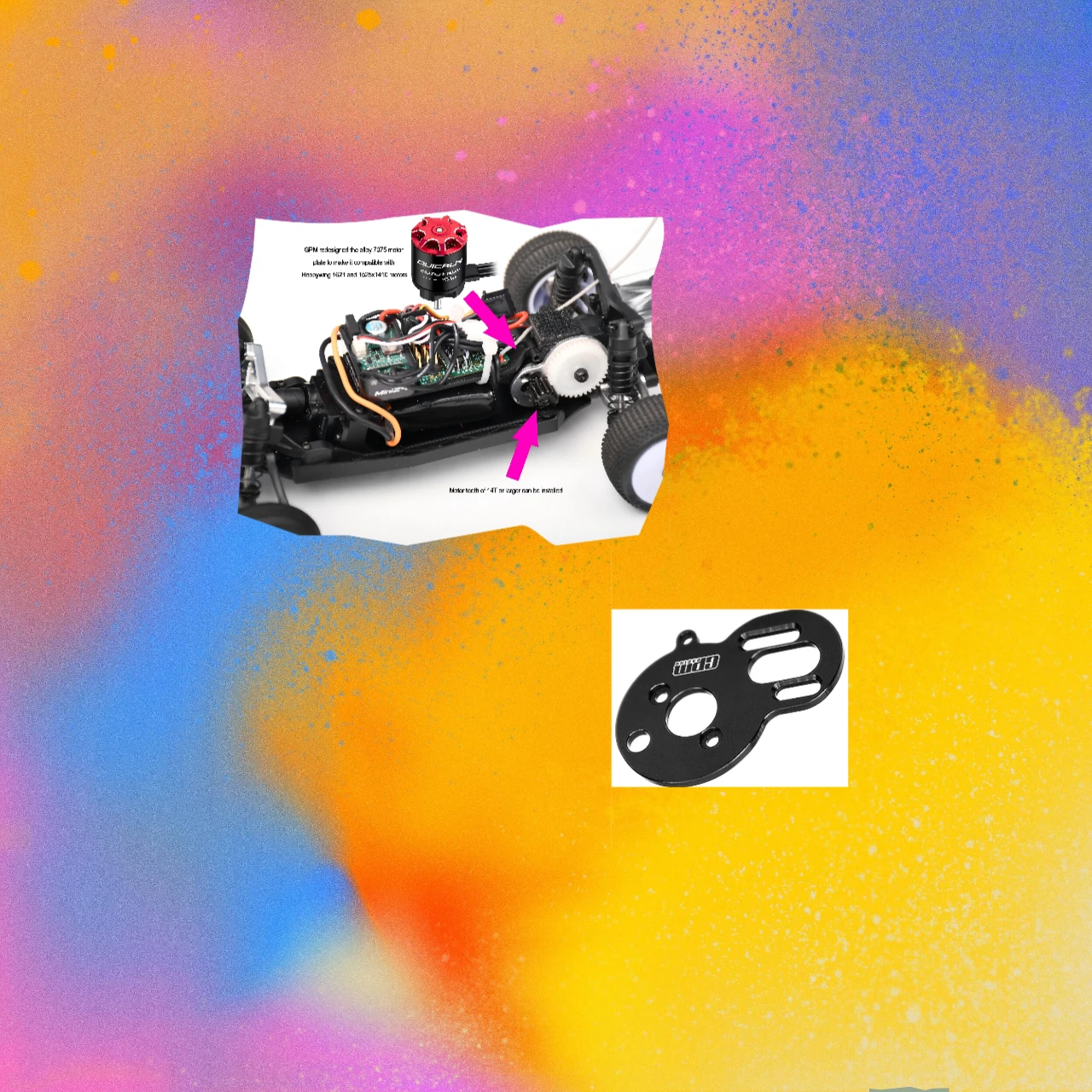 Alloy 7075 Motor Plate compatible HobbyWing 1621 motor LOSI 1/24 Micro-B, 1/28 Micro-T