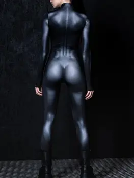 Ny Halloween-par Cyberpunk Muskler Svart Mode Sexig Tajt Bodysuit Semesterfest Vuxen Nattklubb Scen Rollspelsdräkt 10 best sales Ash costume - №4