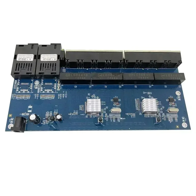 10/100/1000M Gigabit Ethernet switch Ethernet Fiber Optical Media Converter Single Mode 8 RJ45 UTP and 2 SC fiber Port Board PCB