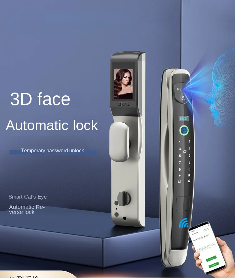 Facial recognition intelligent door lock, household anti-theft door, electronic password, visible cat's eye fingerprint lock