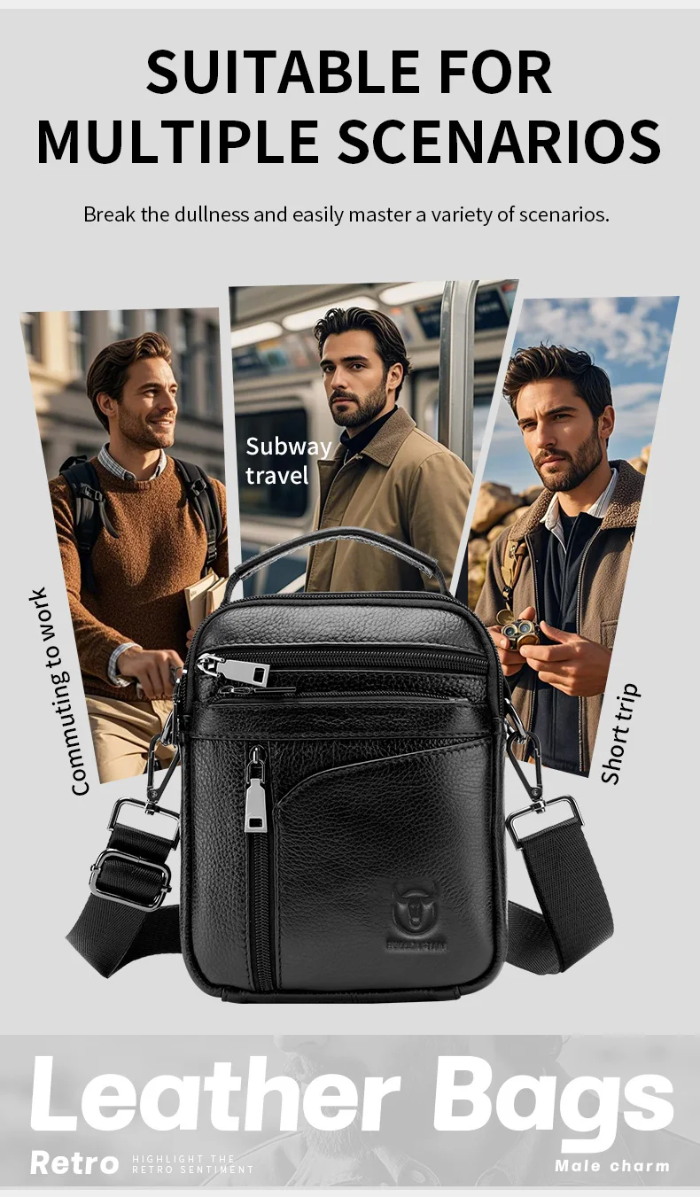 Bull captain neue Männer Tasche Echt leder Mann Marke Umhängetasche kleine Business-Taschen männliche Messenger Ledertaschen – Detail 9