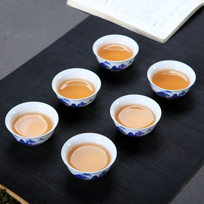 الأبيض الصقيل الأزرق والأبيض فنجان شاي السيراميك الكونغفو طقم شاي كوب ماستر كوب شاي واحد #6