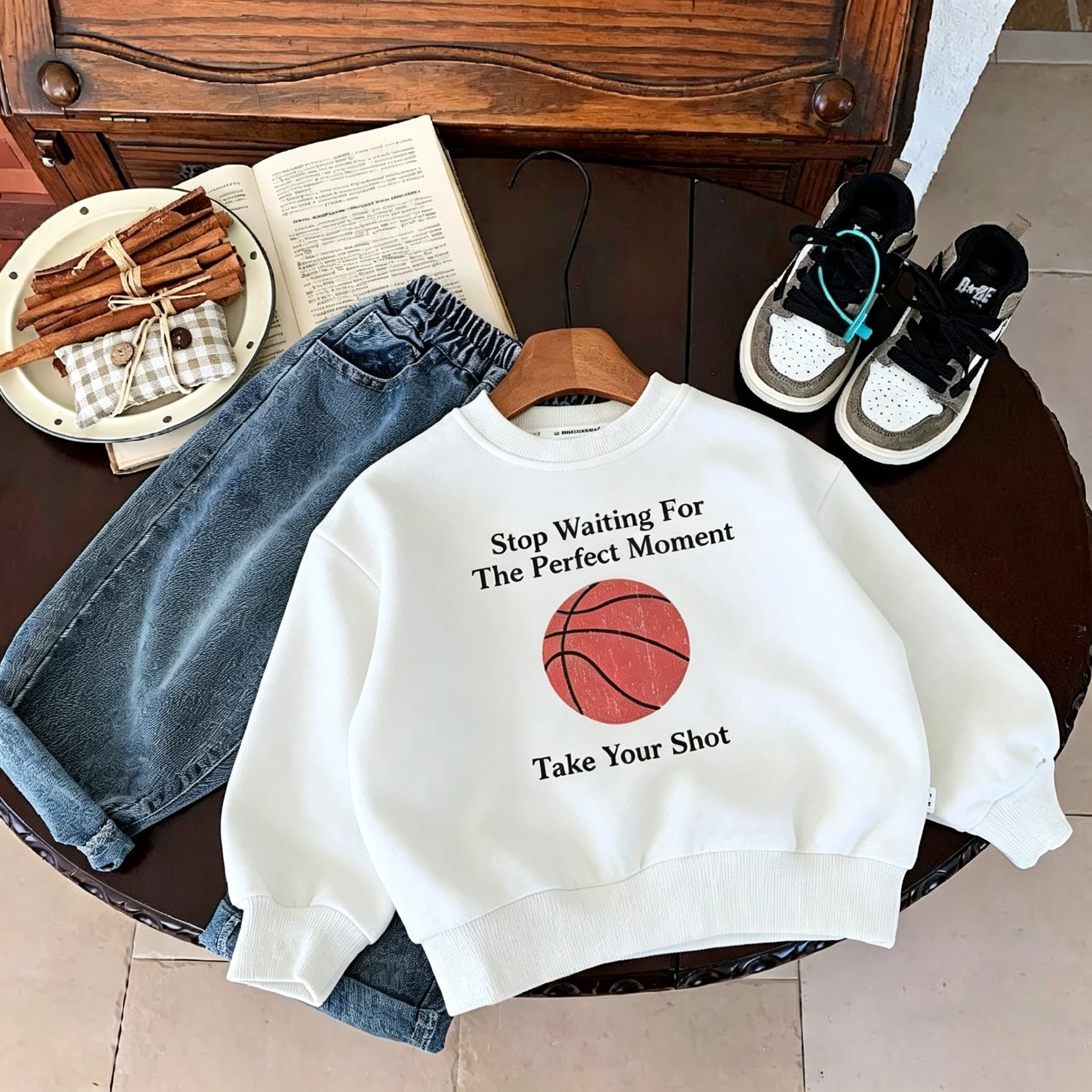 Children's Wear Kids Tops Sweatshirts Solid Color Printed Baby Boys Long Sleeve Crewneck Hoodie Spring Autumn Clothing 0-6 Age