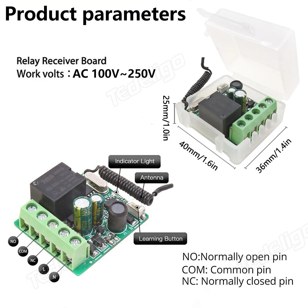 433MHz Wireless Remote Control Light Switch 220V 110V 10A Relay Controller Mini Button Wall Panel Switch For Lighting,Led,door