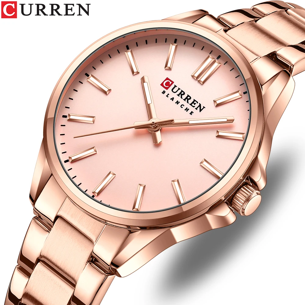 CURREN New Watch Women Fashion Casual Stainless Steel Watches Simple Ladies Round Dial Quartz Wristwatches Clock Reloj Mujer