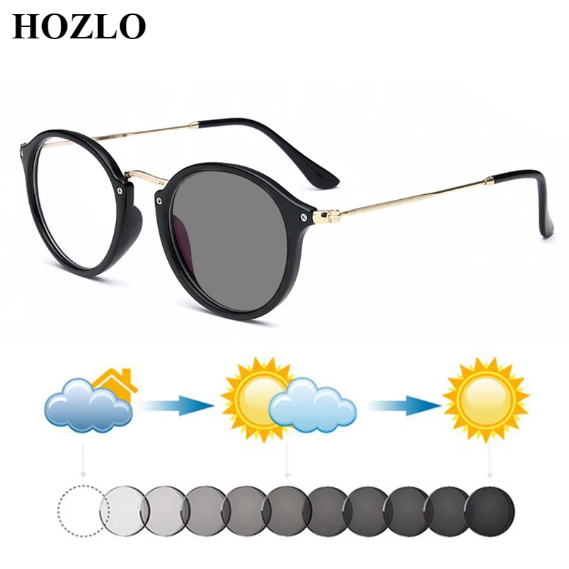 

Women Round Photochromic Myopia Sunglasses Men Nearsighted Eyeglasses Shortsighted Spectacles Travel Custom Prescription Lens