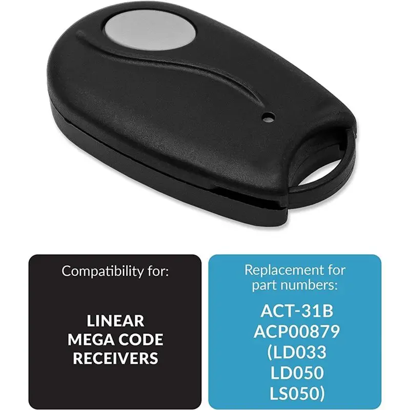 2-Pack for ACT-31B Megacode Linear Garage Door Opener Remote, Compatible with LD033, LD050