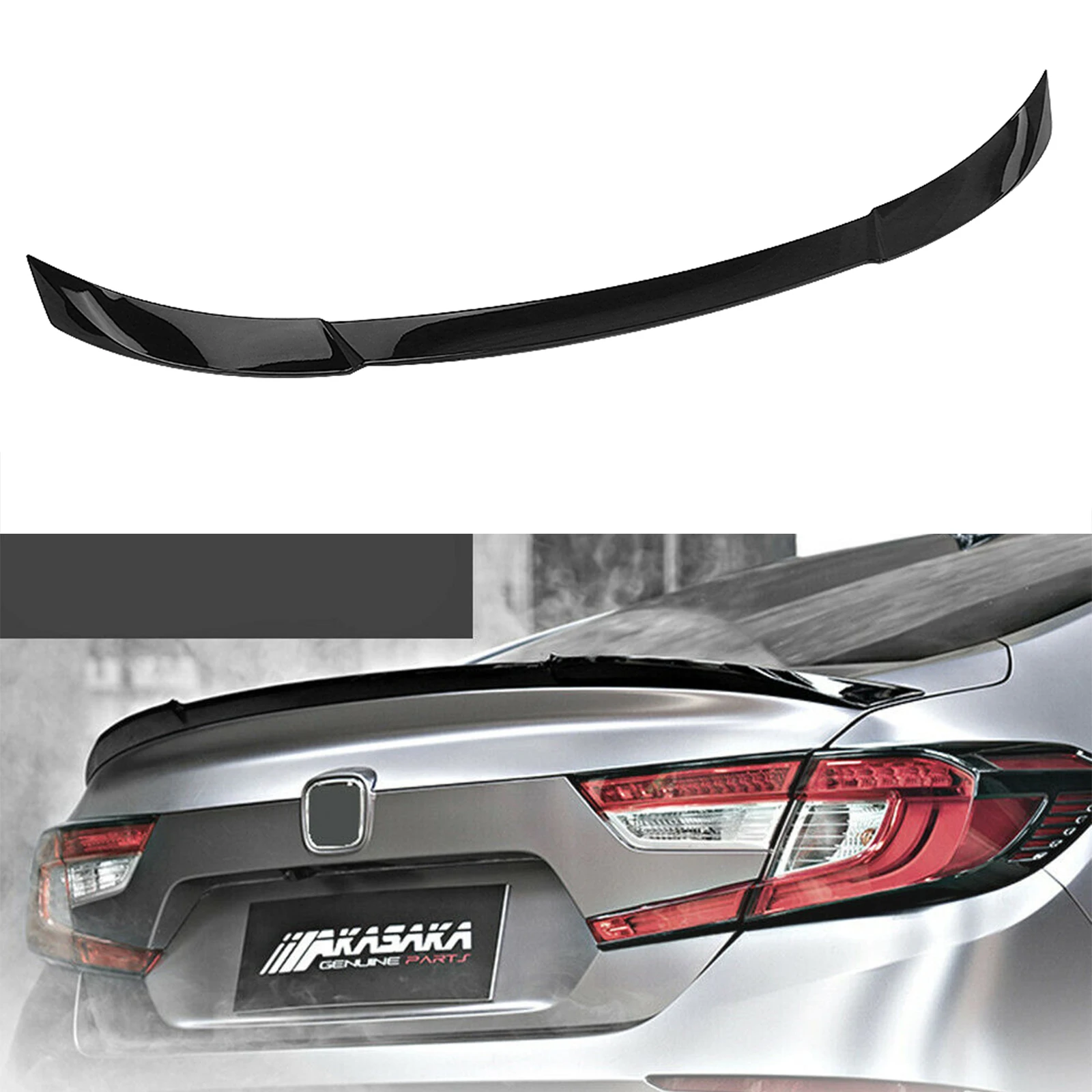 

AKASAKA Rear Spoiler Wing For Honda Accord 10th JDM 2018-2022 4 Door Sedan V Type Gloss Black Tail Trunk Lid Trim Lip Splitter