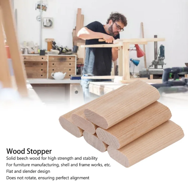 50PCS Wood Dowel Stopper Beech Insertion Dowel Block For Woodworking Furniture Splicing 8x22x40MM