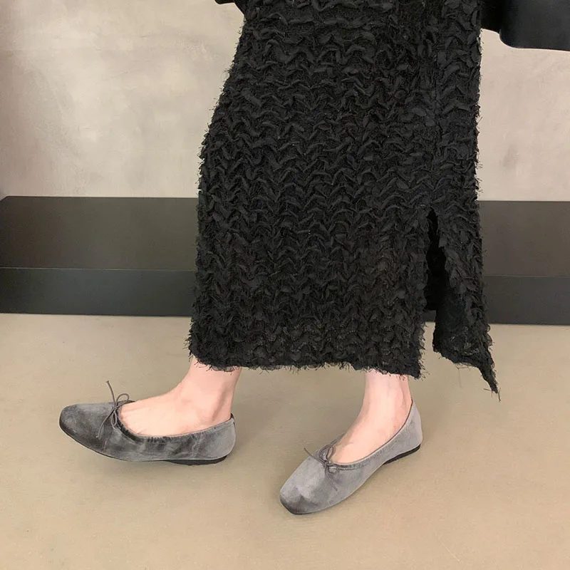 Damen-Schmetterlingsknoten-Ballerinas, flache, lässige, modische Seiden-Ballerinas für Frauen, Tanzschuhe, Frühling/Herbst, neu – Detail 5