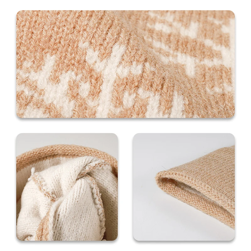 Snowflake Jacquard Knit Beanie Unisex Faux‑Cashmere Warm Windproof Breathable Foldable Versatile Autumn Winter Knitted Hat