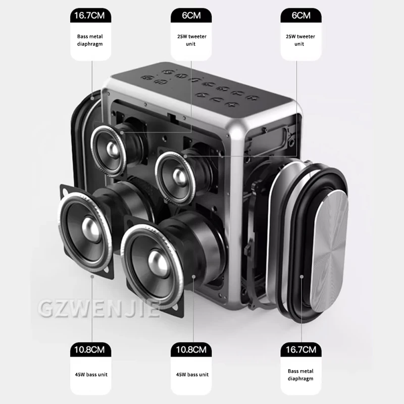 

Мощные беспроводные Bluetooth-колонки мощностью 140 Вт, супер громкий звук, перфористый бас, IPX5, водонепроницаемый уличный караоке-бумбокс