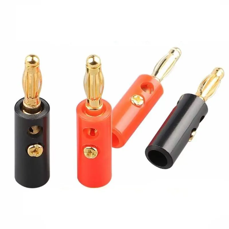 Direct selling gold-plated lantern 4MM banana plug audio plug with screw fixing can be stacked jack without welding
