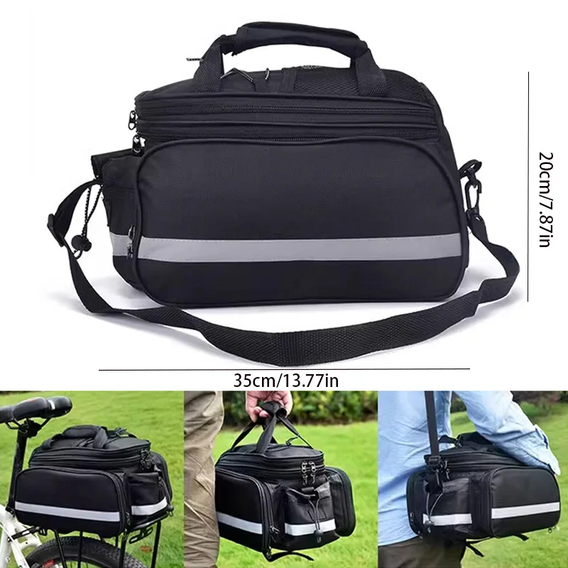 Bike Rear Rack Bag, Mountain Bike Seat Bag, Large Capacity Multifunctional Cycling Storage Bag, Waterproof Bicycle Saddle Bag fo
