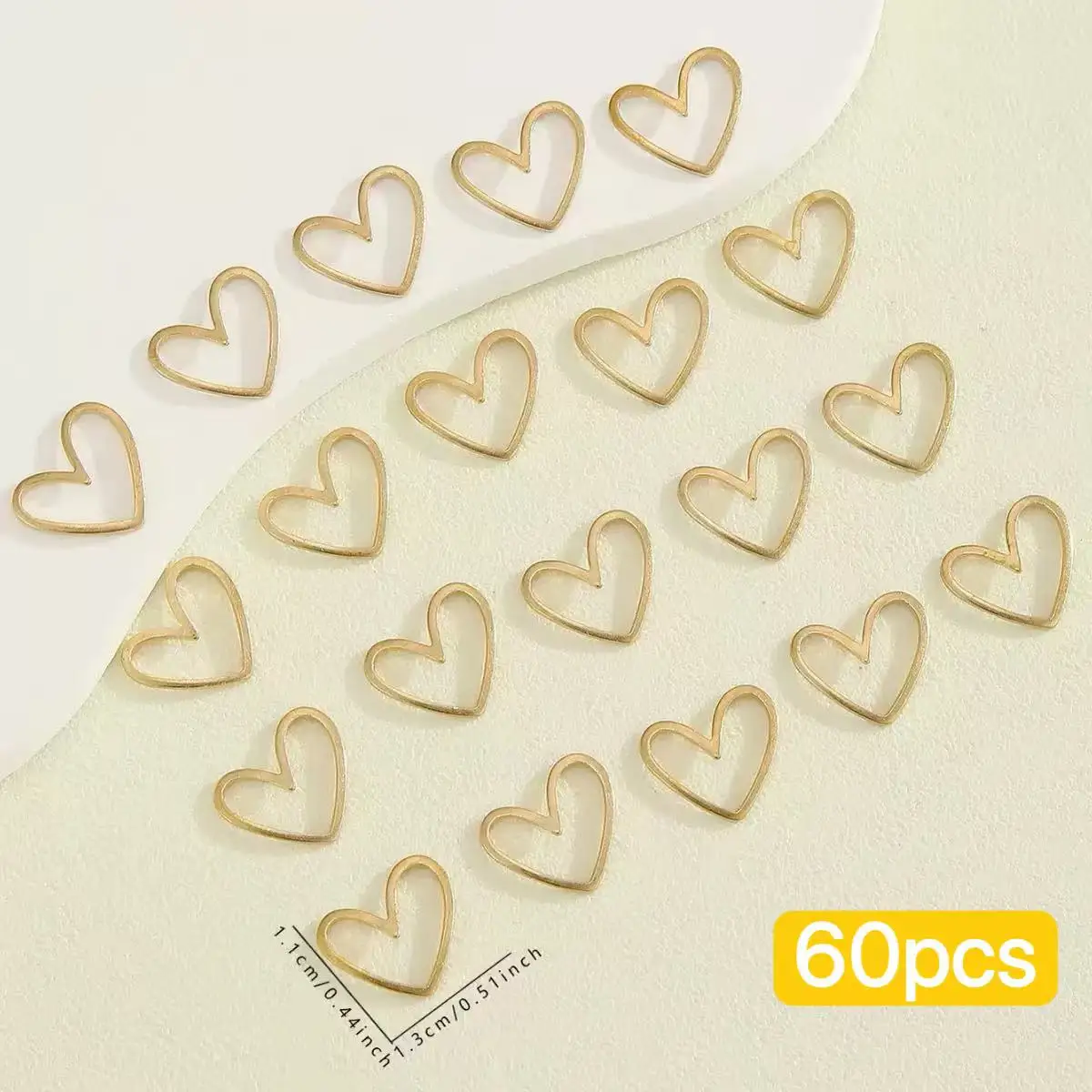 30/60-piece set copper concave hollow heart-shaped single form DIY earrings pendant semi-finished necklace accessory