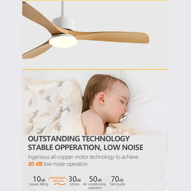 36/42/52 Inch Restaurant Fan 3 Blade Pure Copper DC 35W Motor Ceiling Fan With 24W LED Light Support Remote Control