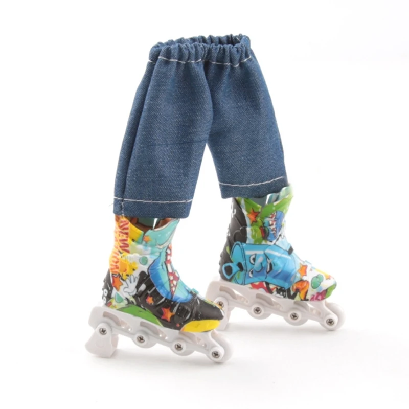 Mini Fingerboard Roller Skates Skateboard Shoes Sneakers Tiny Collectibles Gift