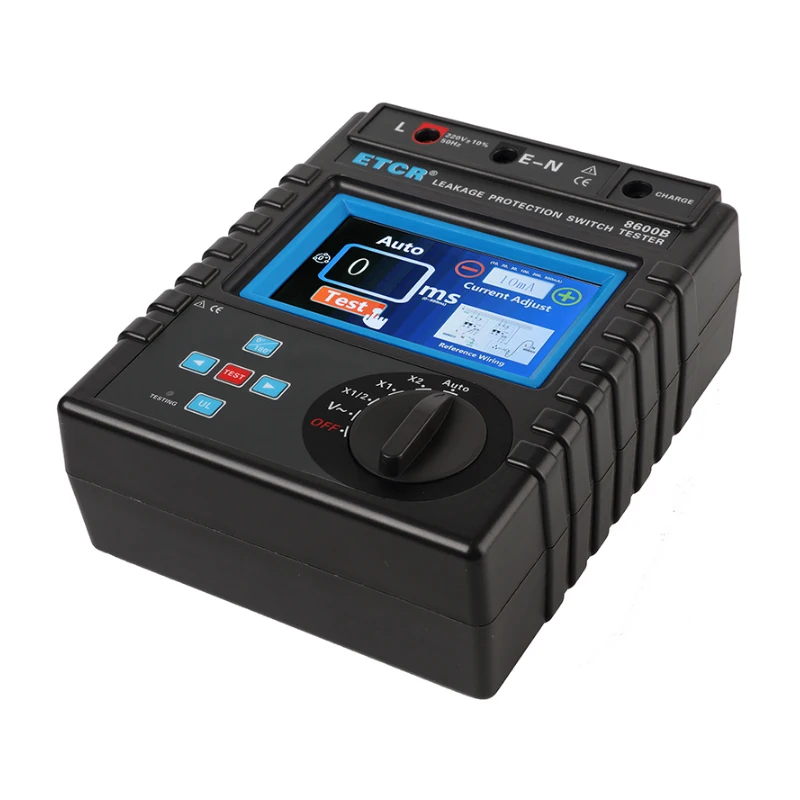 ETCR8600B Leakage Protection Breaker Residual Current Detector Tester Three-Phase Protection Switch Detector Dual Mode Lcd