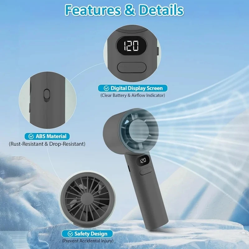 NEW Handheld mini fan, powerful 400mAh wind speed, convenient USB charging, suitable for travel, outdoor activities, and summer image 2
