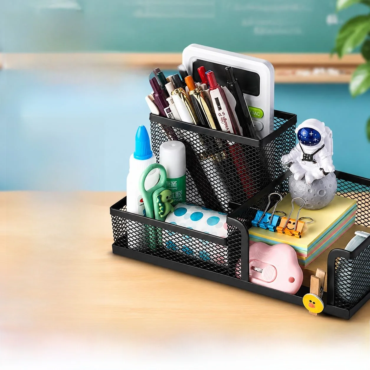 大容量メタルグリッドペンホルダー中学生向けシンプル文具収納ボックスクリエイティブギフトフェスティバル用品