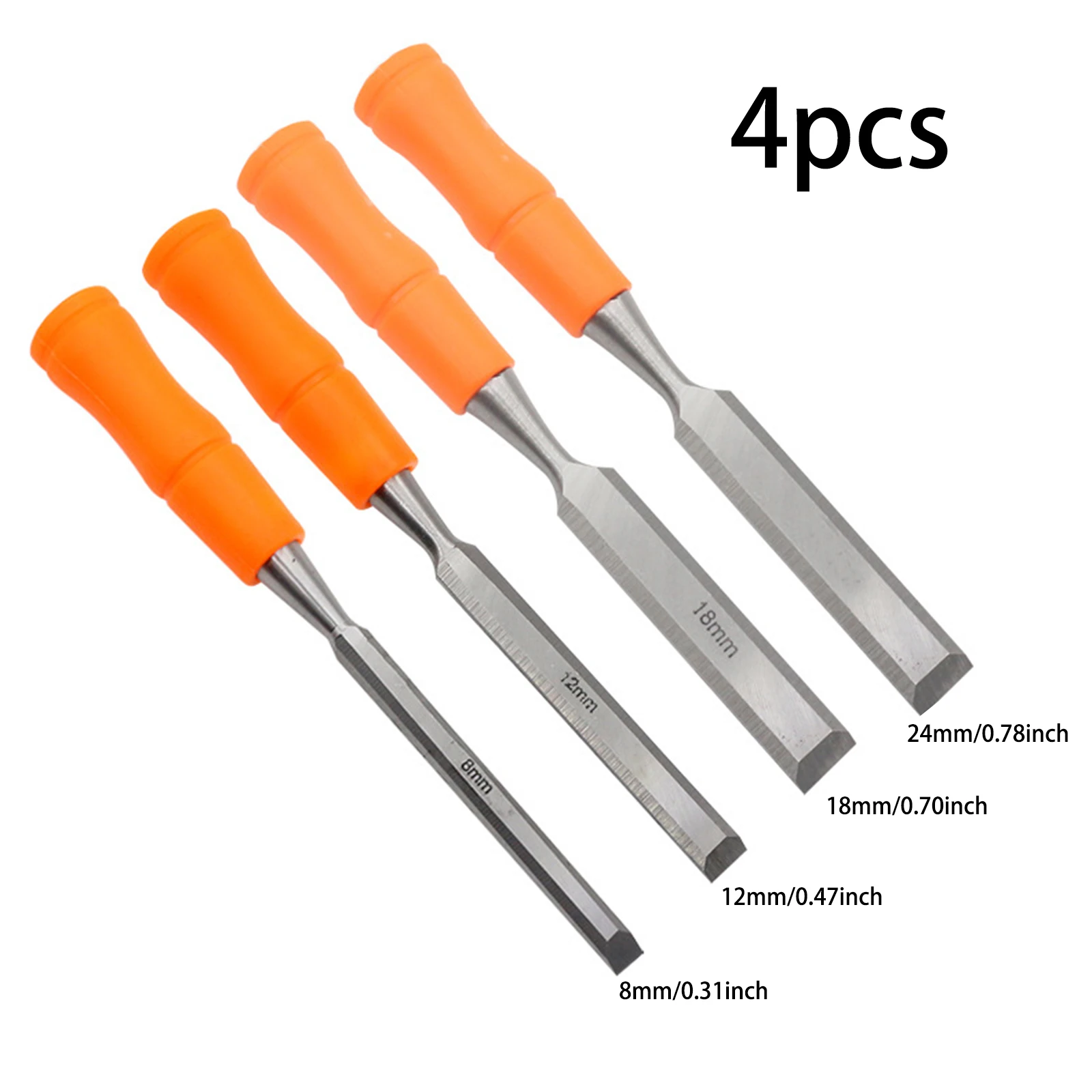 

4Pcs Wood Carving Chisel Set Carbon Steel Woodworking Tool 8/12/18/24mm Carpentry Flat Chisels Carving Knife Carpenter Hand Tool