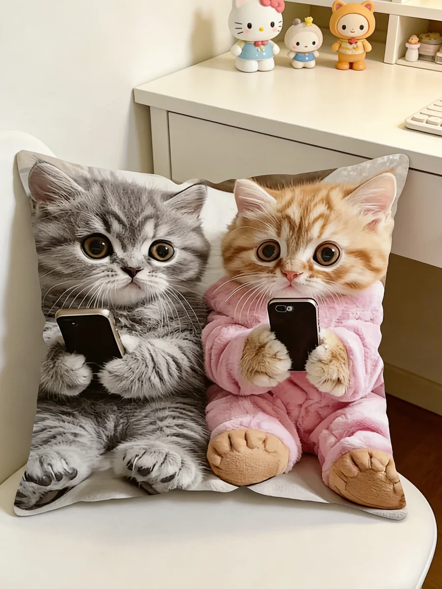 Cat Nap Artistic Design Pillowcase Adorable and Comforting Gift for Cat Lovers and Cozy Home Decor Enthusiasts(no Insert 1PC)