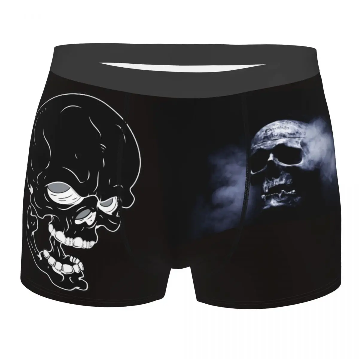 Black And White Skull-1 Men Boxer Briefs Underwear Highly Breathable High Quality Birthday Gifts