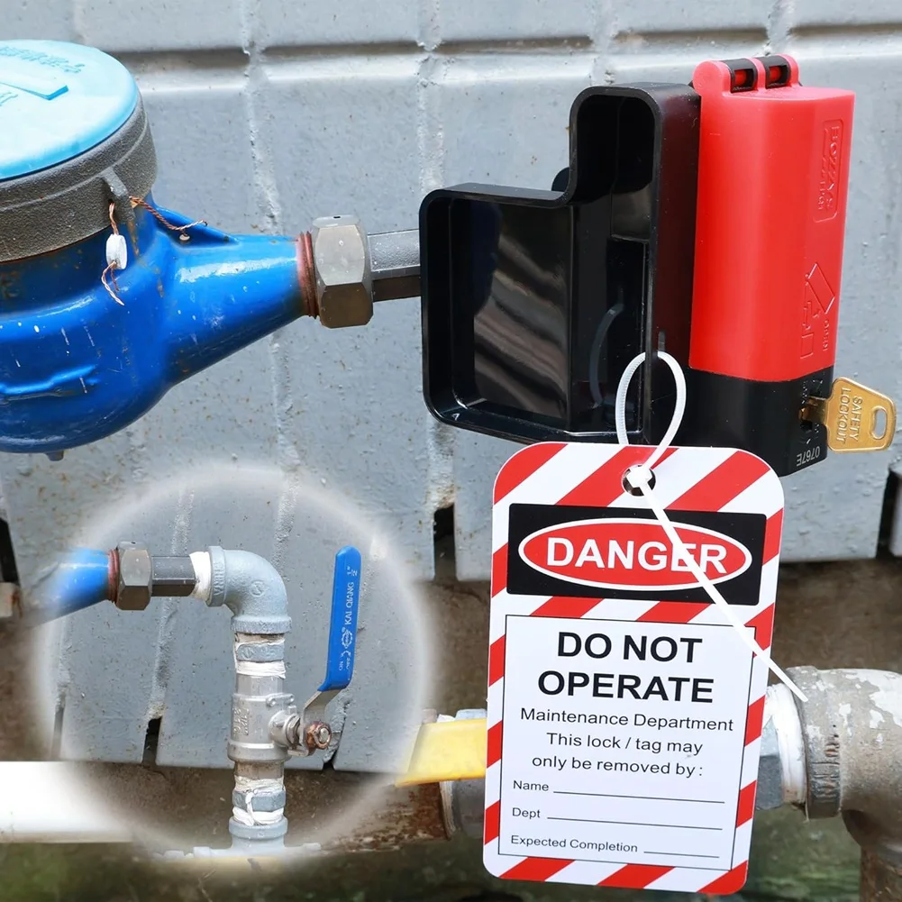 

A84E-Устройство блокировки шарового клапана, регулируемое для труб и клапанов от 1/4 до 2-1/2 дюйма, водонепроницаемый уличный водяной патрубок для промышленного применения