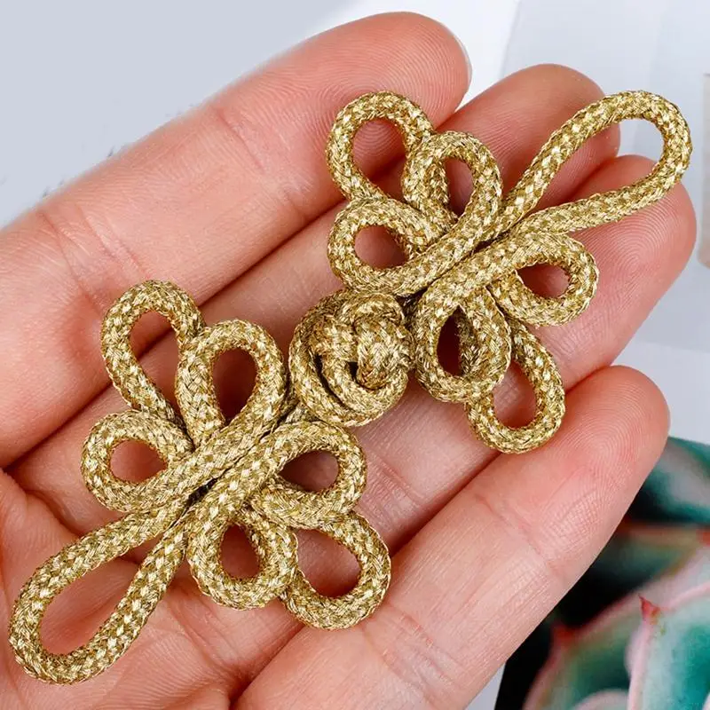 77JA Золотая проволока китайская кнопка Cheongsam Button Checker застежки для одежды национального стиля ручной работы