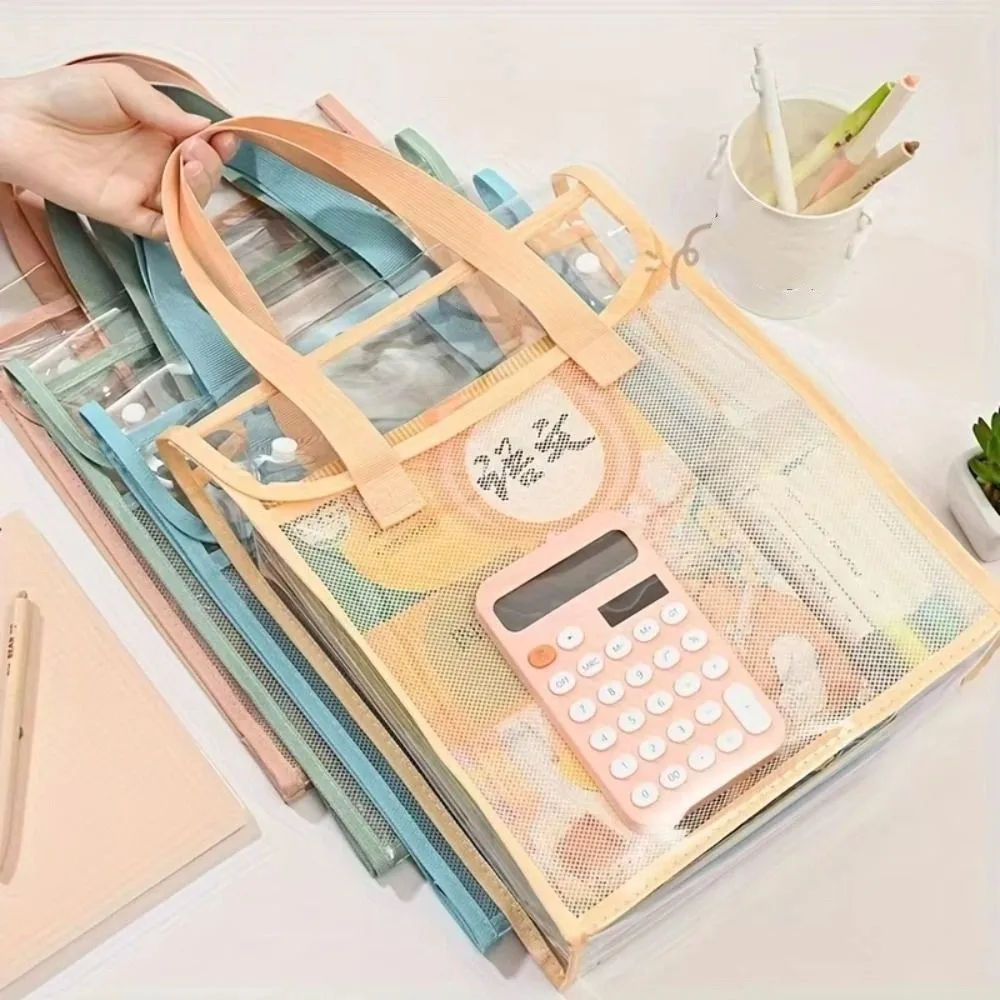 

Large Capacity Test Paper Storage Bag PVC Transparent Transparent Exam Bag Durable Office Supplies Document Bag Student Exam