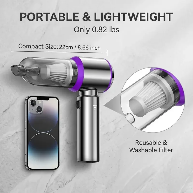 4 In 1 Portable Handheld Vacuum Cleaner, 1 Count Rechargeable Cordless Vacuum Cleaner for Car, Cordless Air Duster, Cordless Dus