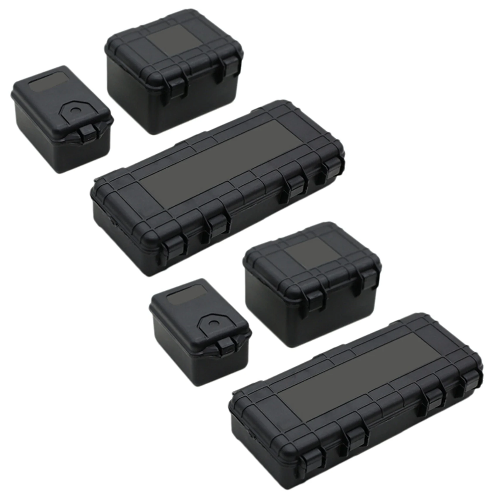 YSUN-6Pcs plástico rc carro caixa de armazenamento ferramenta decoração para traxxas trx4 axial scx10 90046 d90 1/10 rc crawler acessórios preto