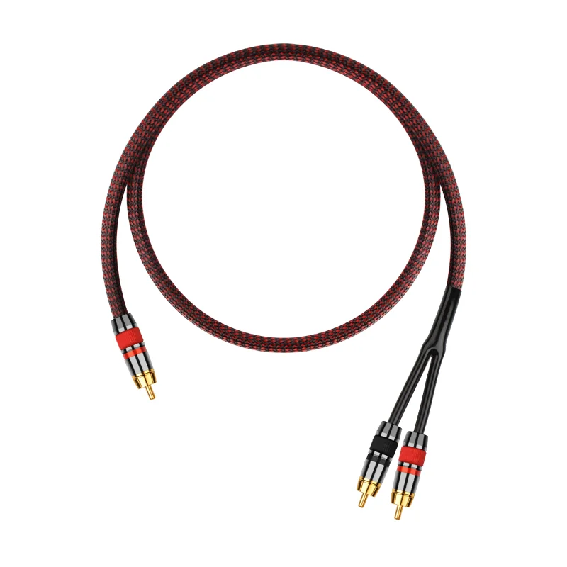 Monster One Point Two Audio Cable Pure Copper Gold Plated Single RCA to 2 RCA Double Lotus Y Adapter Amplifier Subwoofer Cable