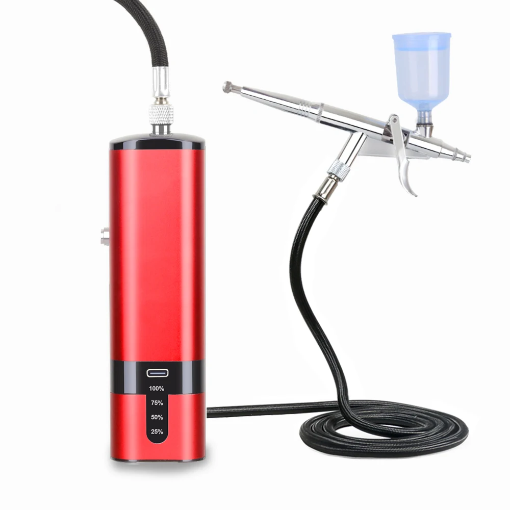 

Portable Rechargeable Mini Air Compressor Kit Air-Brush Paint Spray Airbrush For Nail Art Tattoo Craft Cake Fog Mist Sprayer