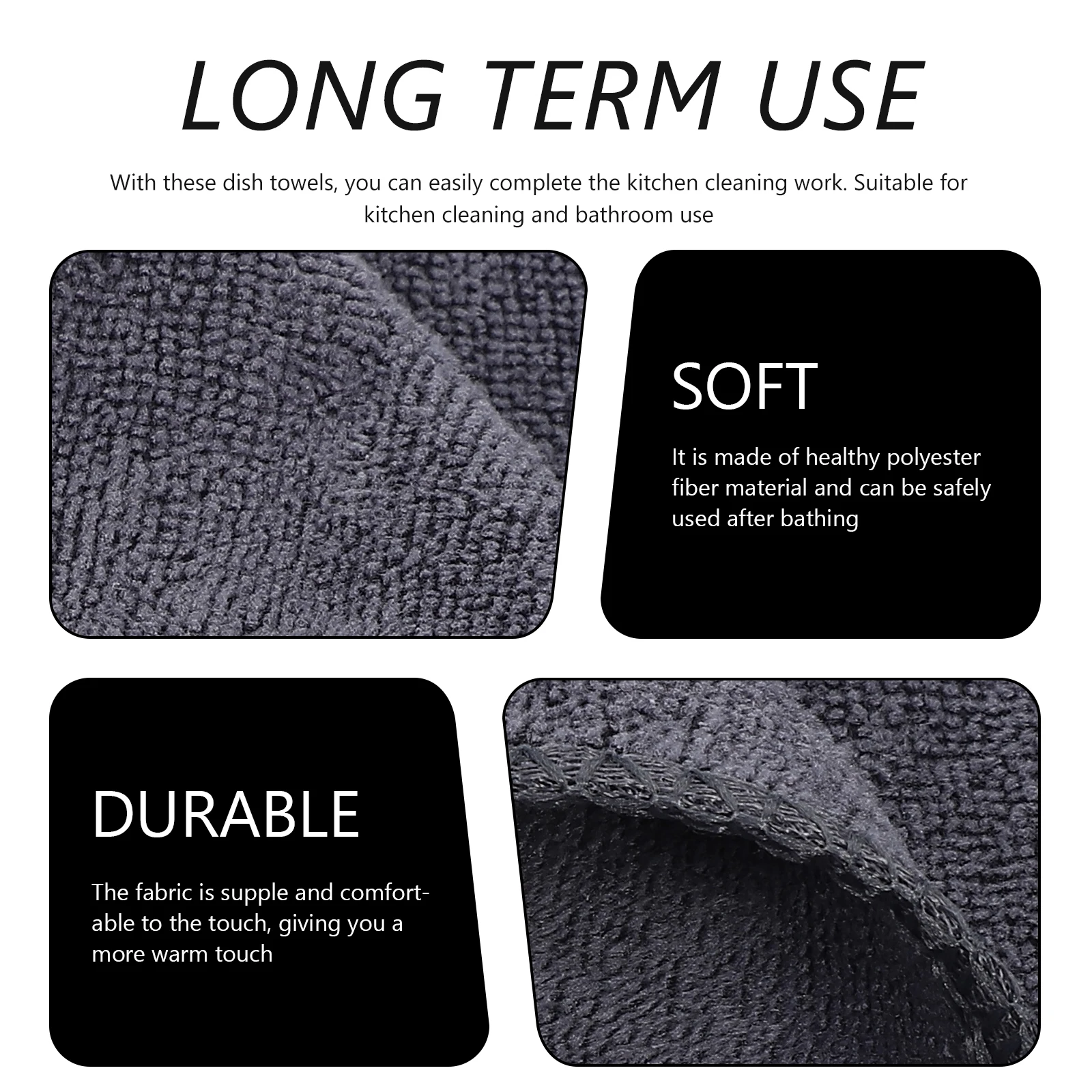 

10 Pcs Absorbent Kitchen Towels Hand Bathroom Micro Fiber Water Utility Cloths Dish Tea