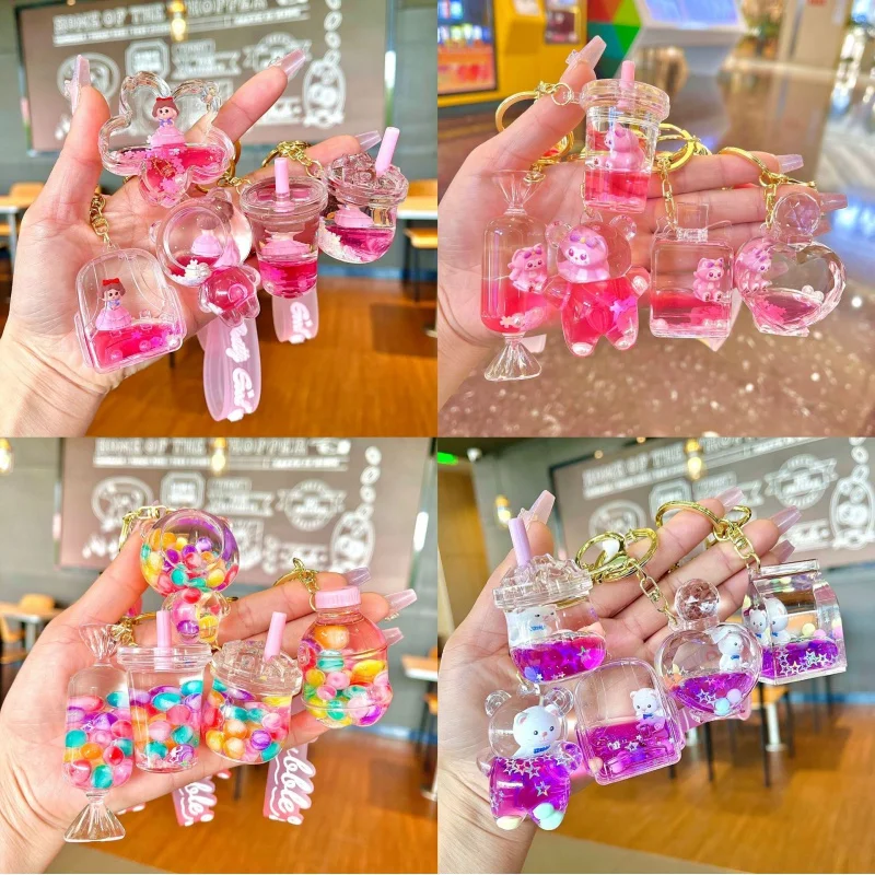 10pcs  Oil Single Bottle without Key Chain Liquid Quicksand  Decoration Creative Drift  Gift Acrylic  Wholesale Handbag Pendant