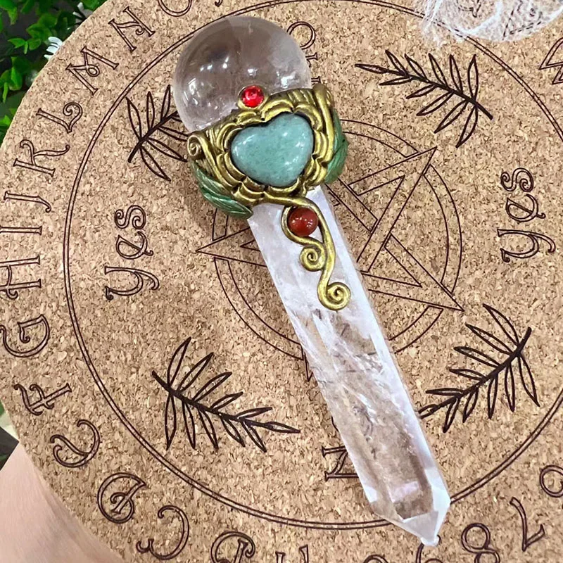 Hand Carved Natural clear quartz Semi Precious Healing Stones 7 Chakra Crystal Witch Magic Wands Reiki Stick For Home Decoration