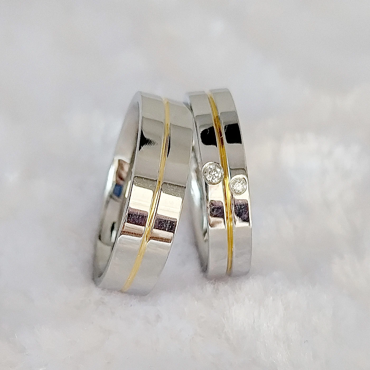 High Quality Western Italian Korean 18k Gold Plated Stainless Steel Jewelry Wedding Rings Couple Sets For Men And Women