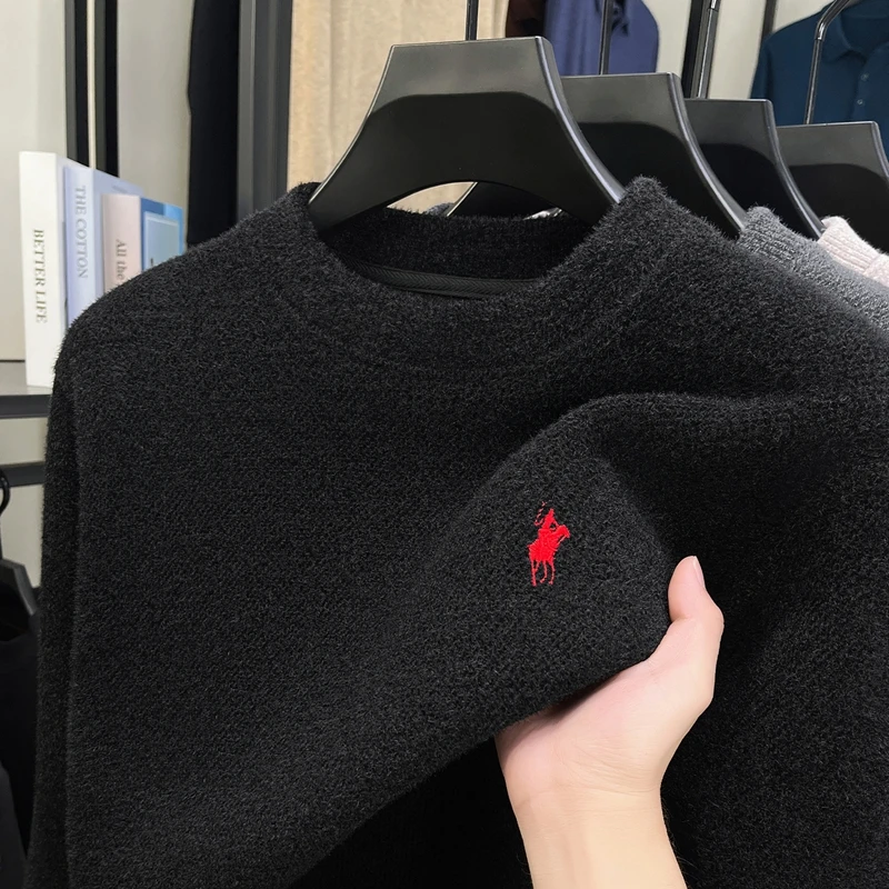 

[Интегрированный бархат] Утолщенный мужской свитер с бархатом Новый мужской модный зимний теплый вязаный базовый свитер с круглым вырезом