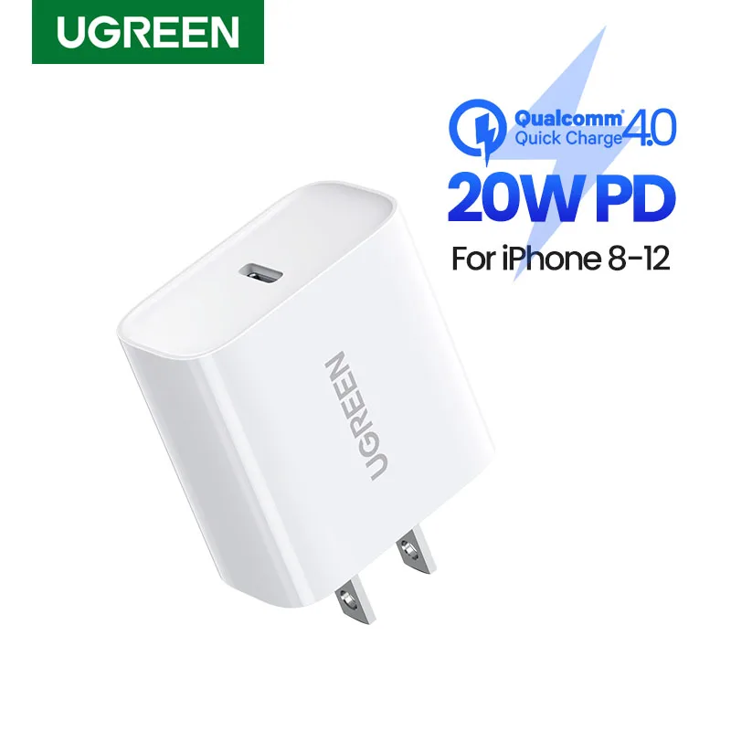 【US Plug】UGREEN Quick Charge 4.0 3.0 QC PD Charger 20W USB Type C Fast Charger for iPhone 15 14 13 Pro Xiaomi Phone PD Charger