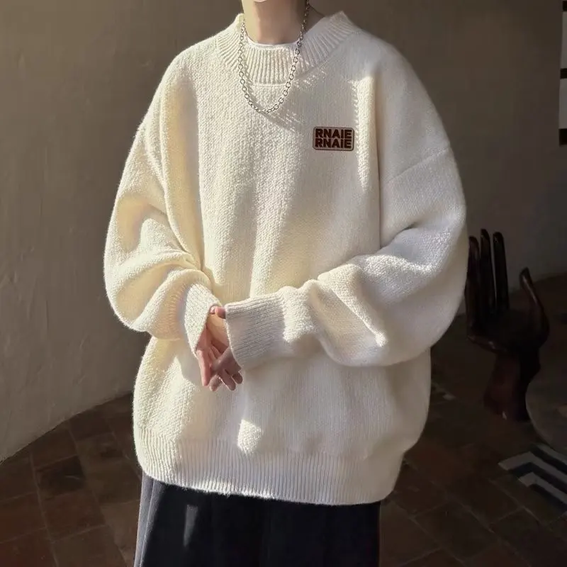 

Men's Thickened Autumn Winter Sweater Loose Korean Style Casual Knittedwear Hong Kong Style Lazy Fashion Outerwear Coat