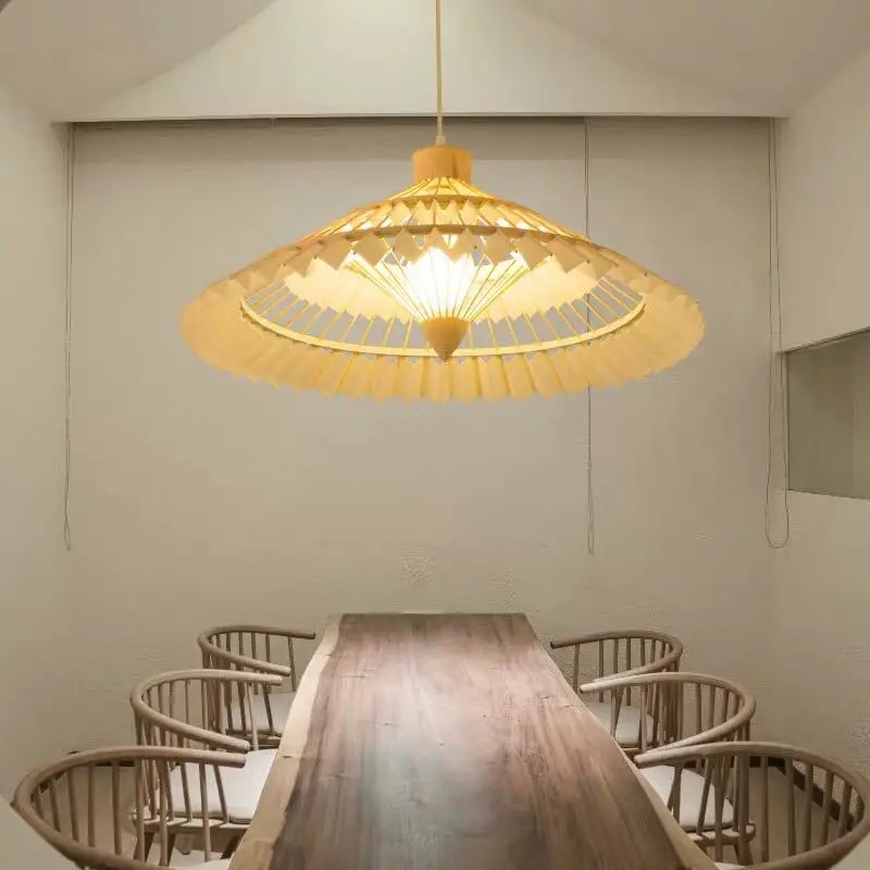 Lampadario a Led in bambù intrecciato giapponese e legno soggiorno sala da pranzo sala da cucina negozio illuminazione interna lustro lampadario a LED